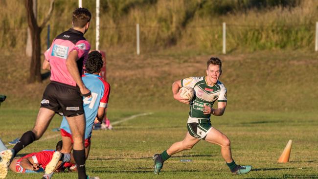 Ipswich Jets centre Sam Langbein scored a hat-trick against Swifts in the Rugby League Ipswich A-Grade match at Purga. Picture: Bruce Clayton