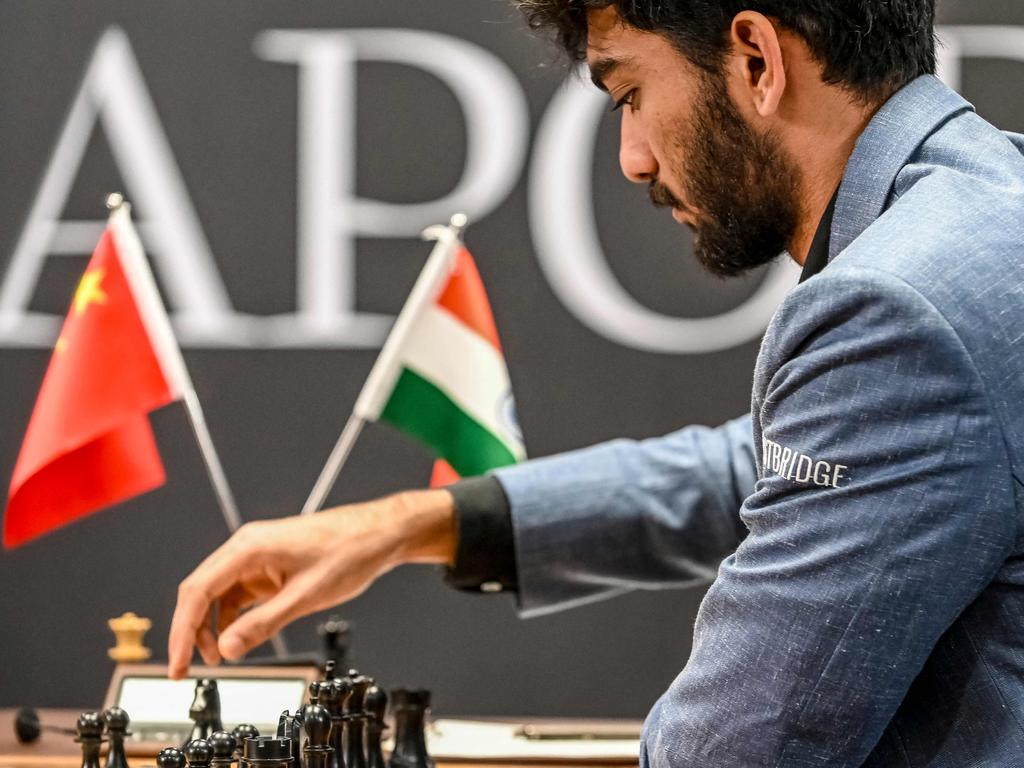 India's grandmaster Gukesh Dommaraju competes against China's chess grandmaster Ding Liren. Picture: AFP