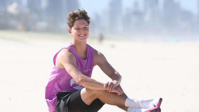 Carlos Celis, 18yrs, from Reedy Creek is getting ready for the ASICS Gold Coast Marathon at Miami Beach on 5-6 July. He hopes to raise $5,000 for sick and premature babies. Photo: Annette Dew.