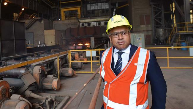 Sanjeev Gupta at Whyalla steelworks in 2019. (AAP Image/David Mariuz)