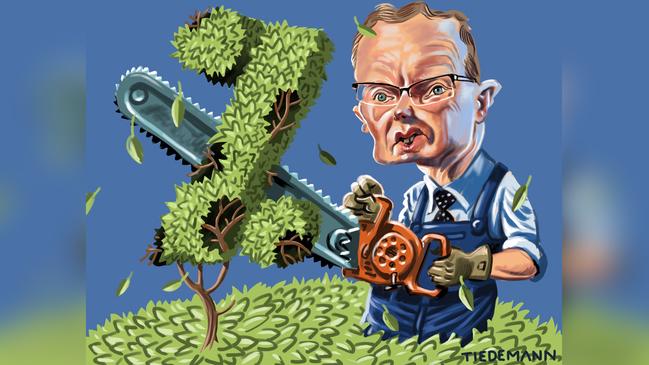 RBA governor Philip Lowe. Illustration: John Tiedemann