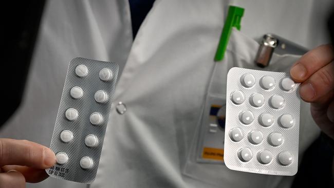 Doctors in Marseilles display Nivaquine, which contain chloroquine. Picture: AFP