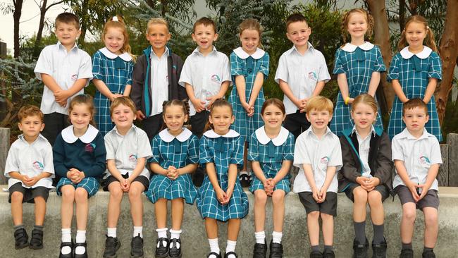 St Mary Mackillop Catholic School 2025 Prep Burgundy front Nathan Turra, Isabelle Hassett, Cameron Cawood, Emilia Caimano, Stella Antczak, Zara Neuschafer, Wyatt Noonan, Wesley Tanner, Carter Taylor. Back Eli Hague, Anna Grassick, Hudson Dale, Mason Catley, Ruby Pyle, Lochie Smith, Delilah Turner, Hannah Worland