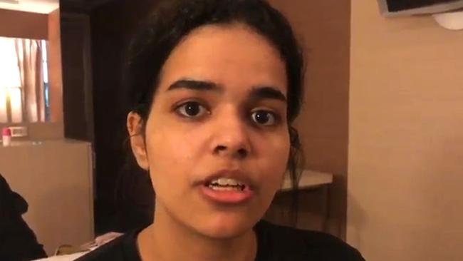 A video grab of Rahaf Mohammed Alqunun via Twitter. Picture: AFP