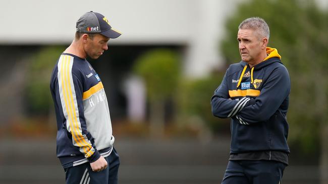 Alastair Clarkson and Chris Fagan during their time together at Hawthorn. Picture: Michael Willson/AFL Media