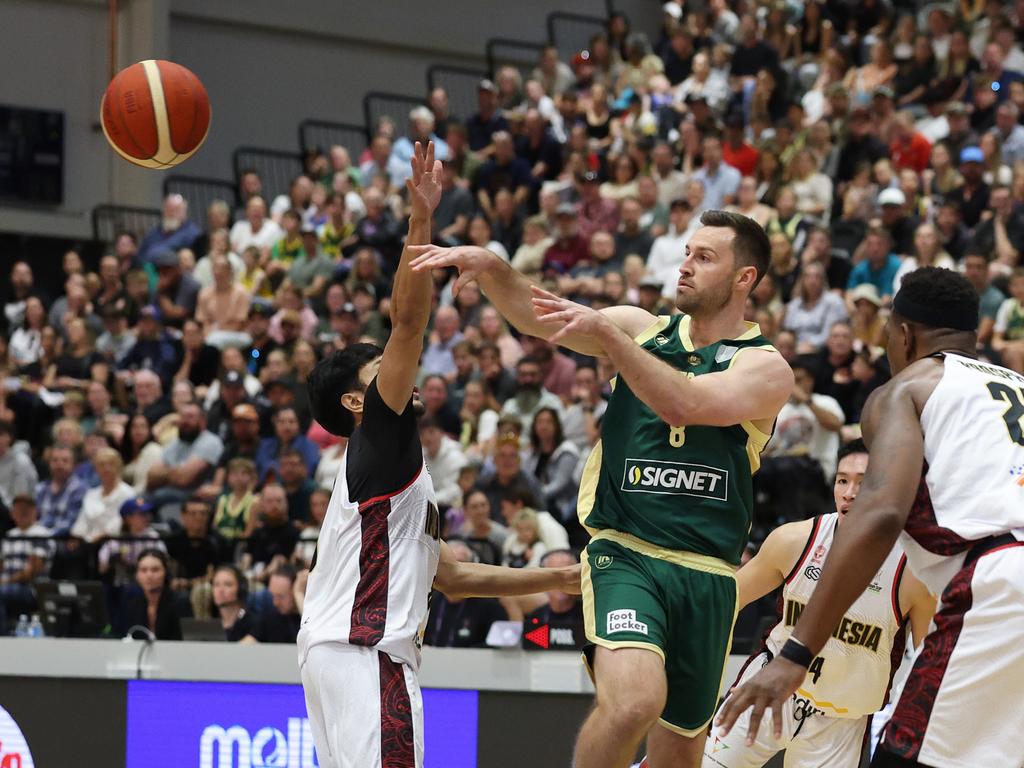 Mitchell Norton passes the ball during the FIBA Asia Cup Qualifier match against Indonesia. Picture: Getty Images