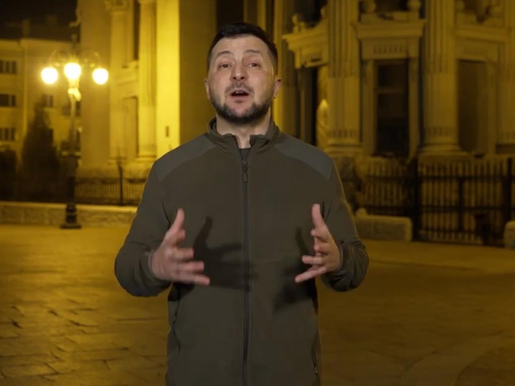 Volodymyr Zelensky in a still from the video.