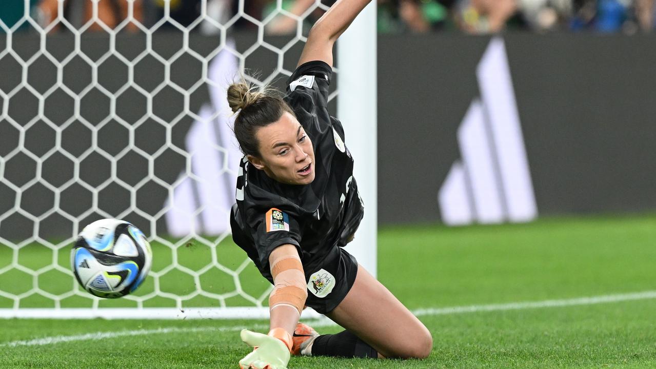 Mackenzie Arnold was momentous in the penalty shootout. Picture: Bradley Kanaris/Getty Images