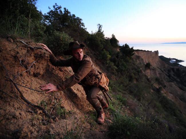 Andrew Carswell dressed in ANZAC uniform on Walkers Ridge / Picture: Sam Ruttyn