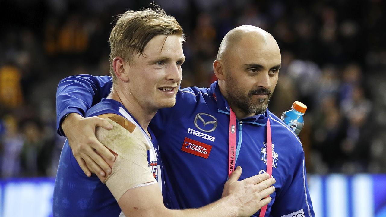 Jack Ziebell and Rhyce Shaw will be hoping North Melbourne has a quiet 2019 season. Picture: Dylan Burns