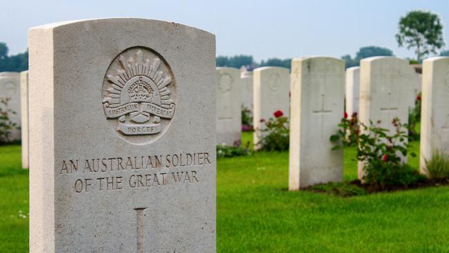 The unnamed graves of Australian diggers.