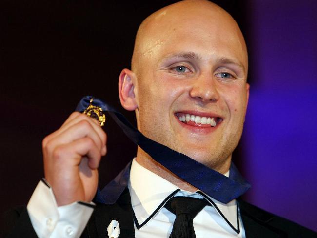 <p>Brownlow Medal winner Gary Ablett after winning the coveted award. Picture: Michael Klein</p>