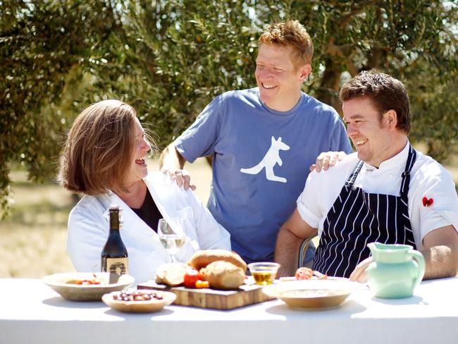 Chefs Mary Clarke and James Campbell with General Manager of Mt Zero Olives, Richard Seymour. Picture: Chloe Smith