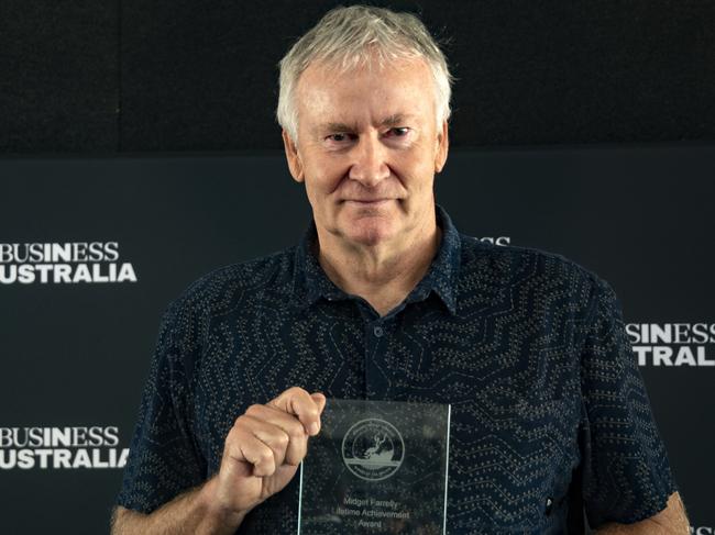 Simon Anderson, the inventor of the three fin surfboard, at the 2020 Sydney Surf Pro CEO Club Breakfast. Picture: Ethan Smith