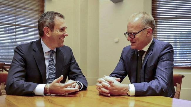 Treasurer Jim Chalmers and Chris Barrett, the new Chair of the Productivity Commission.