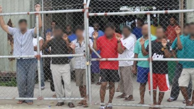 Asylum seekers outside the regional processing centre on Nauru. Some of the would-be refugees are embroiled in a prostitution and drug ­scandal which has lead to arrests.