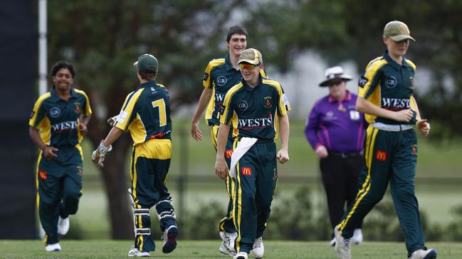 Wests celebrate a wicket. Picture: Michael Gorton