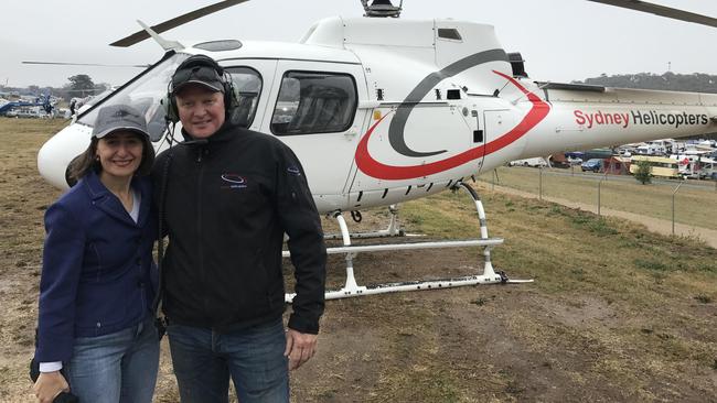 Sydney Helicopters owner Mark Harrold with former NSW premier Gladys Berejiklian. Picture: Supplied