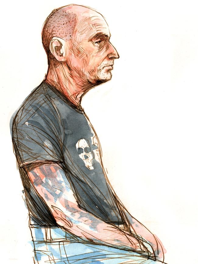 A court drawing of Gary Dubois. Illustration: Jonathan Bentley