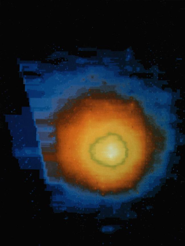 An image of the coma of Halley's comet, the cloud of gases surrounding the comet nucleus. Halley's coma is 12.5 million miles in diameter. Picture: NASA