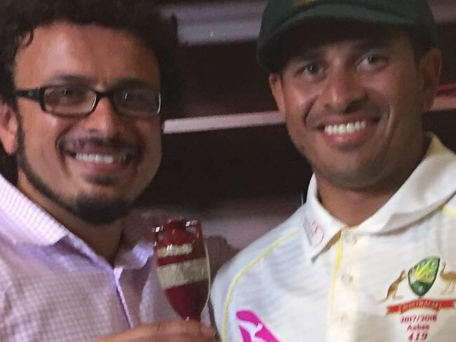 Cricketer Usman Khawaja (right) pictured with his brother Arsalan, who has been questioned as part of a terror investigation. Picture: Facebook