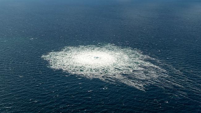 Gas leak at the Nord Stream 2 gas pipeline on September 27, 2022. Picture: Danish Defence/AFP