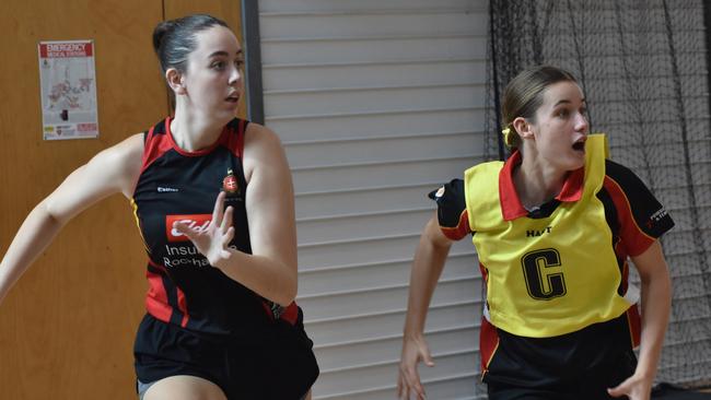 Former Australian Diamonds star Sharni Norder ran coaching clinics for Rockhampton Grammar School netballers.
