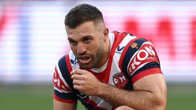 James Tedesco copped a head knock in the Roosters’ loss to the Rabbitohs. Picture: Matt King/Getty Images