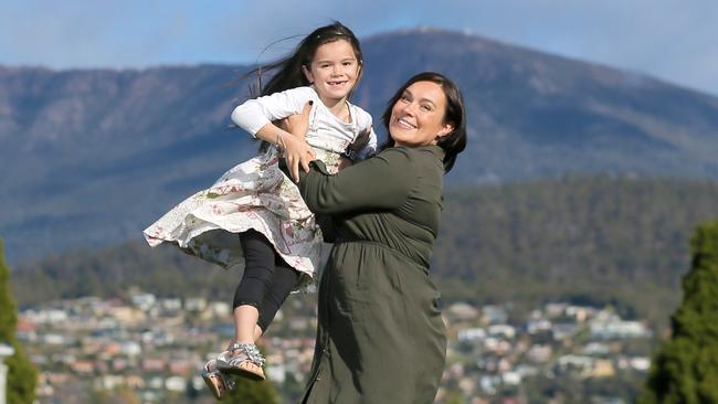 Melody Towns and daughter Marley Towns in Hobart. Picture: RICHARD JUPE