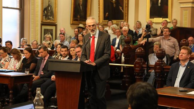 Adelaide City Council meets to consider a proposal put forward by the Adelaide Football Club, to run the aquatic centre and occupy part of the parklands. Picture: Dean Martin