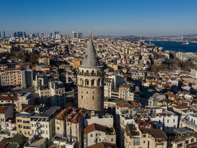 Galata Tower and surrounds empty during lockdown in Istanbul, Turkey. Picture: Getty Images