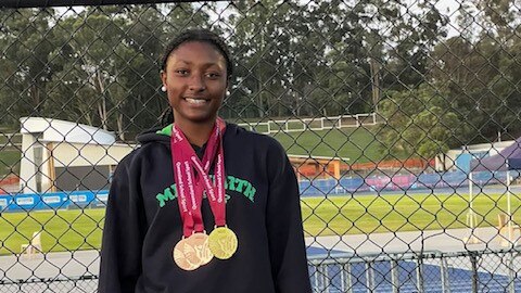 Ebony Okonkwo of St Margaret's Anglican Girls School, Bronze in 15 years 100m and 200m and Gold in the relay for Met North.