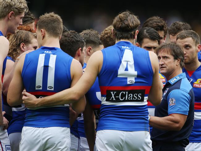 AFL. Round 3. 31/03/2019.  Hawthorn vs Western Bulldogs at the MCG.   Western Bulldog coach Luke Beveridge at 3/4 time   . Pic: Michael Klein.