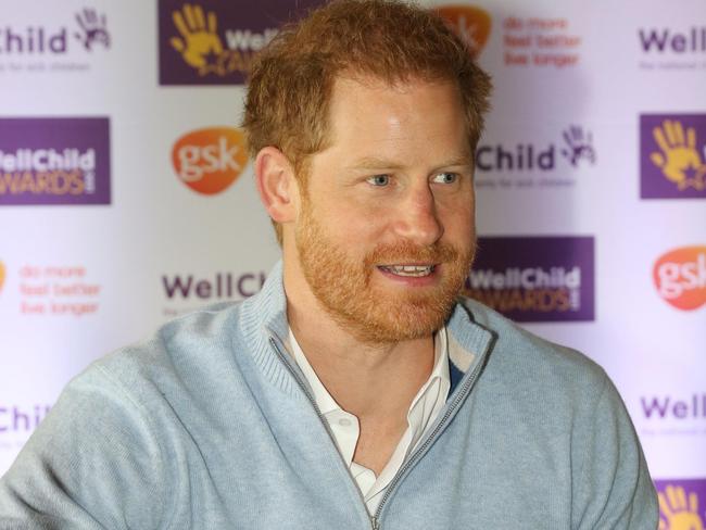 The Duke of Sussex speaking during the WellChild Awards 2021 at a private garden party at Kew Gardens, in London. He did not attend this year but met the winners via video call. Picture: Antony Thompson/TWM/WellChild/PA/AAP