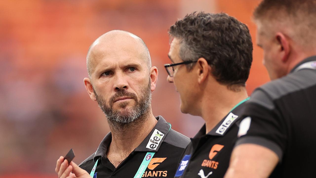 Mark McVeigh (left) will lead the Giants after Leon Cameron coached his final game at the club last week. Picture: Getty Images