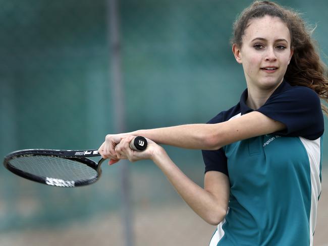 Kingston High School student Annika Scott 13 has won a indigenous tennis scholarship picture;KIM EISZELE