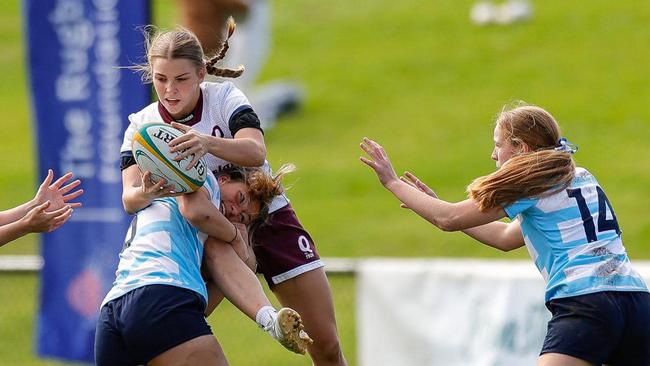 Touch defence at the 2024 Australian Schools Rugby Championships. Picture: Rachel Wright/Anthony Edgar.