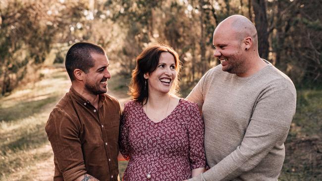 Adelaide based Anna McKie from Surrogacy Australia with the men she helped turn into fathers in 2020.