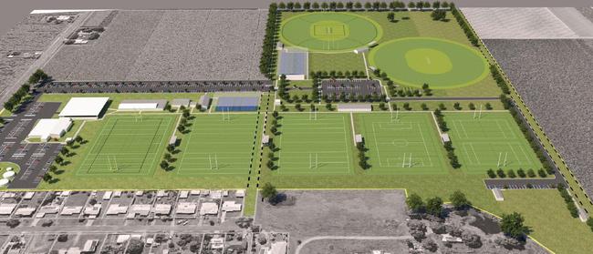 Wests Tigers Mackay in Walkerston has ambitious plans to expand. Seen above are the two ovals, and five new sporting fields. Picture: Contributed