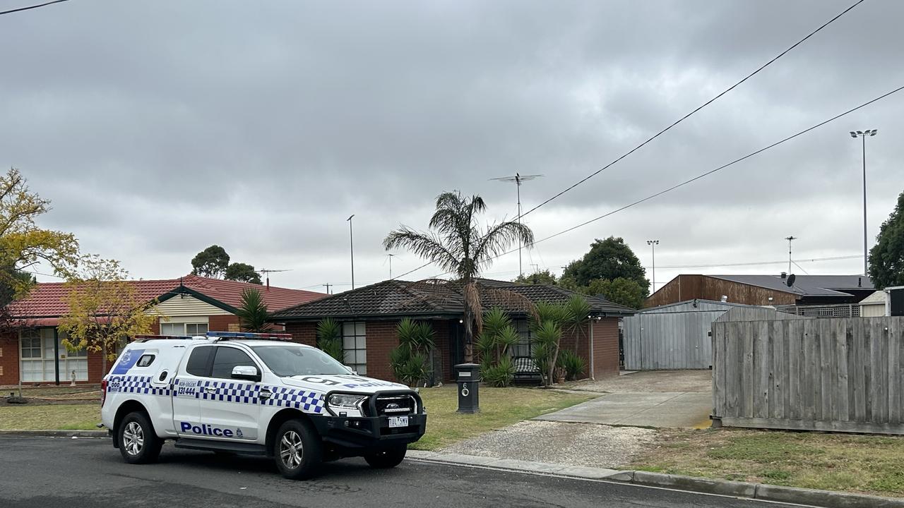 Police at the scene in Whittington on Thursday morning. Picture: Brad Fleet