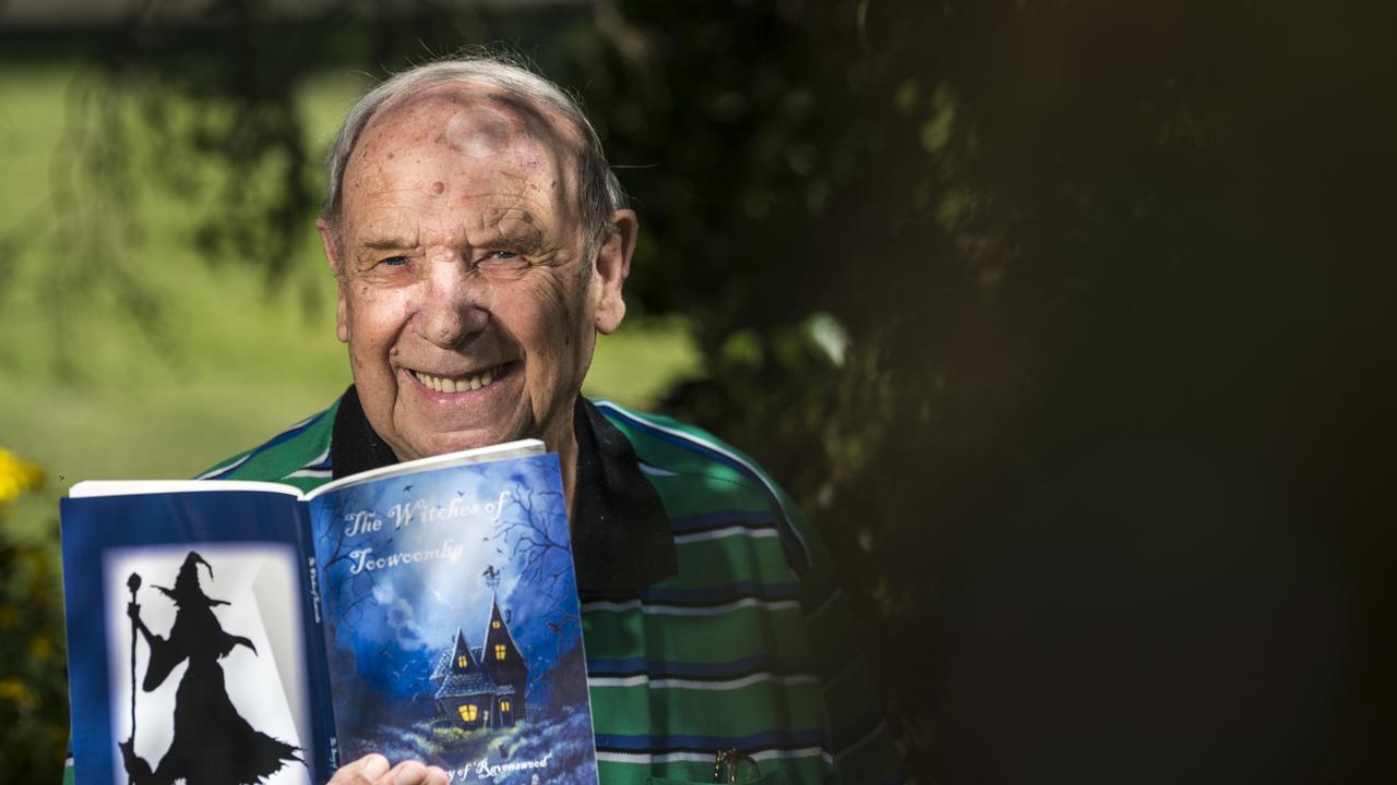 Toowoomba author Don Talbot with his latest book The Witches of Toowoomba. Picture: Kevin Farmer