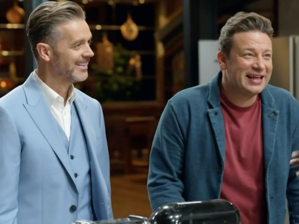 Zonfrillo with fellow celebrity chef and MasterChef guest judge, Jamie Oliver. Picture: Ten