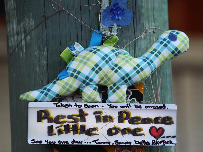 A message left at the scene of the tragedy on Friday. Picture John Grainger