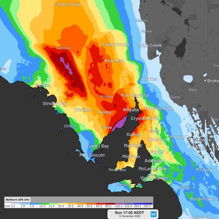 Rainfall in the 24 hours to 4:30pm local time on Sunday. Picture: Weatherzone.