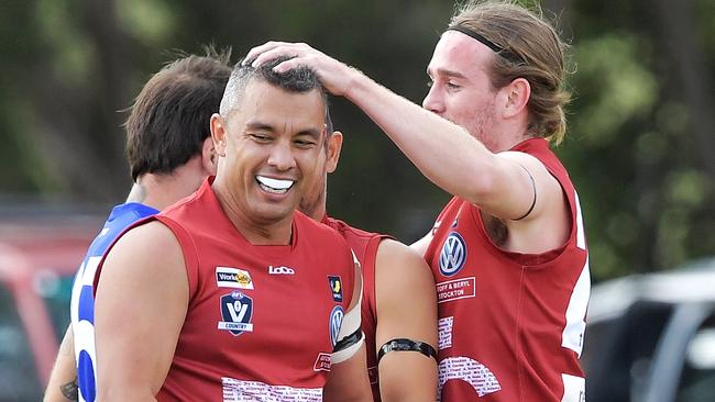 Ex-West Coast Premiership player Daniel Kerr playing for Tyabb Football Club. Picture: Jason Edwards