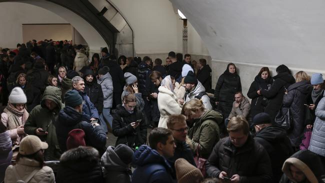 Citizens shelter in the Metro as Russia launches another missile attack on Kyiv.