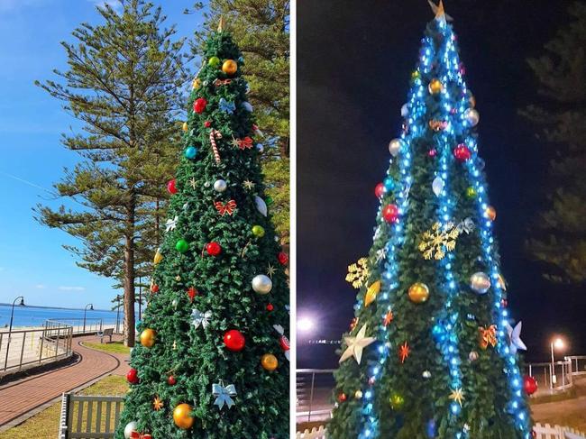 The Christmas tree in Brighton Le Sands used to stand tall at Ramsgate Beach. Photo: Kim Yeld