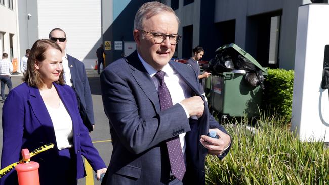 Anthony Albanese in Brisbane on Friday with Senator Nita Green. Picture: Steve Pohlner