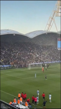 Pitch invaders at the City v Victory match (AAMI Park)