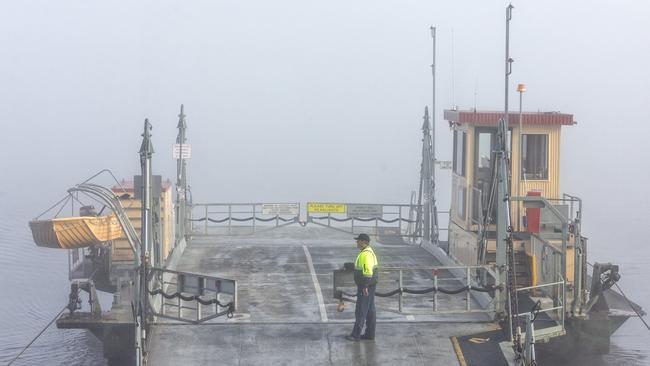 The ferry operating in thick fog. Picture: The Daily Examiner/Adam Hourigan